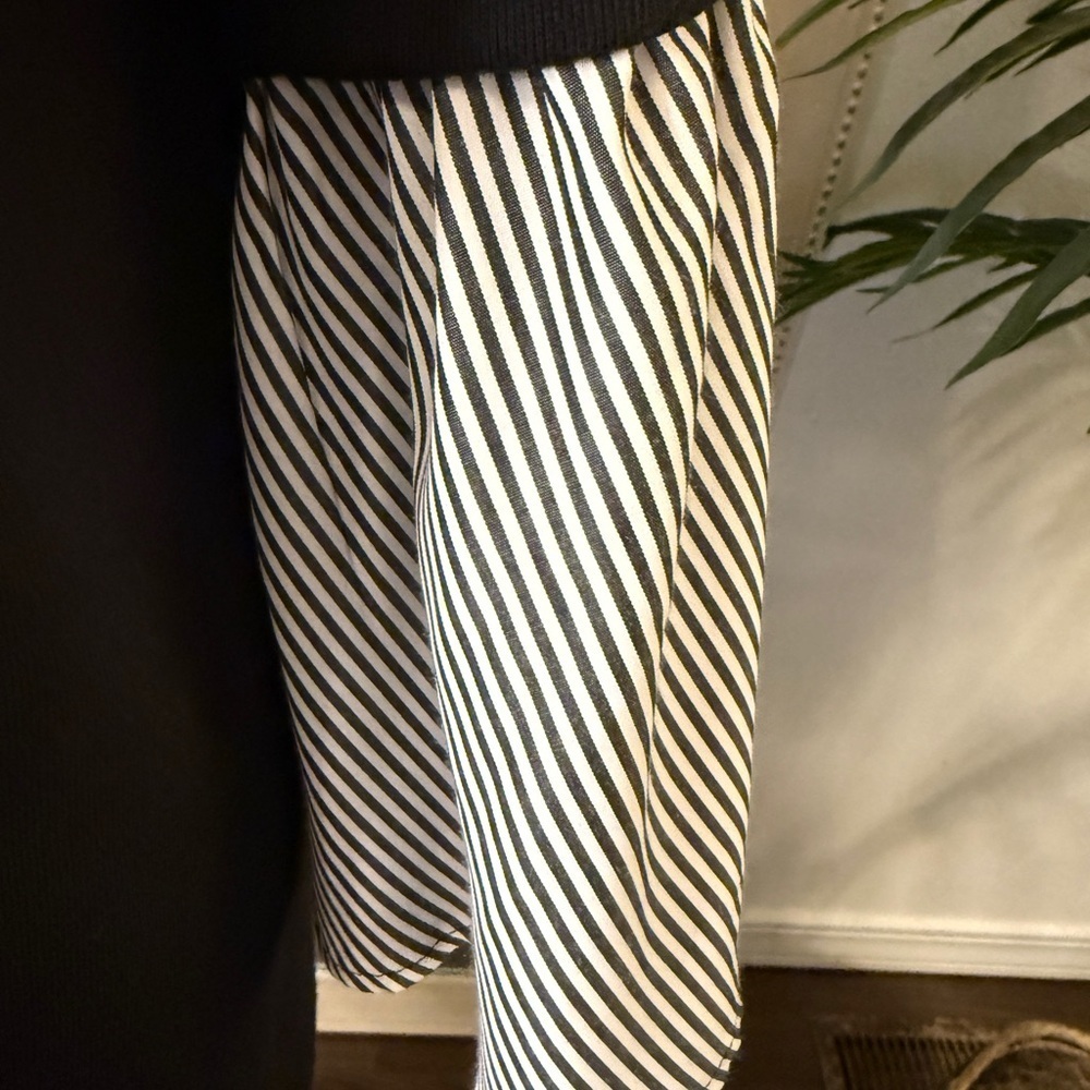 Luxology Black Dress with Black & White Striped Sleeves - Picture 2 of 4